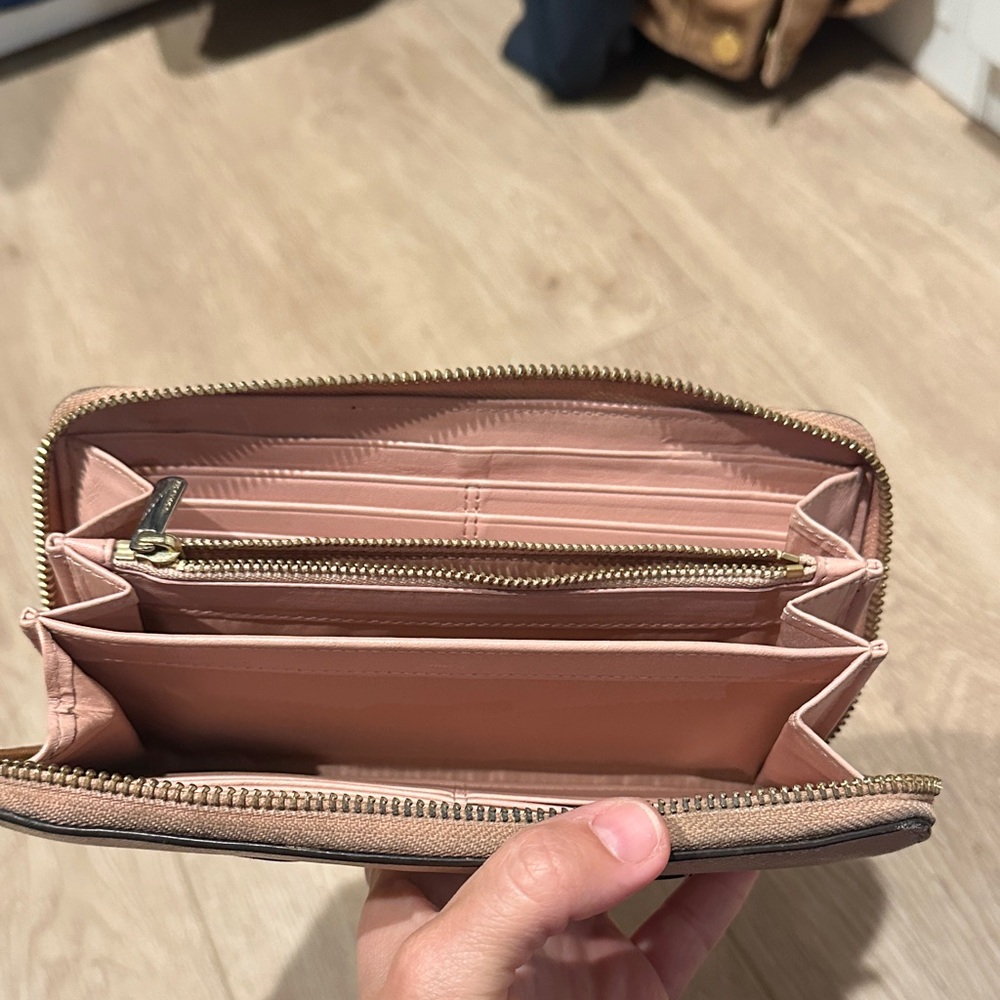 Coach Pink Zip Wallet with Brown Python-Texture Trim - Picture 5 of 5
